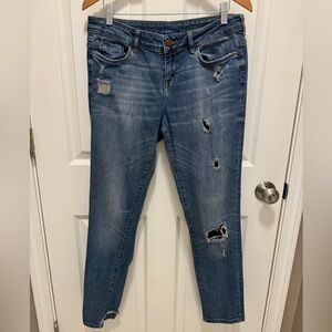 Zara Z1975 Denim Medium Wash Distressed Raw Hem Skinny Jeans size 6